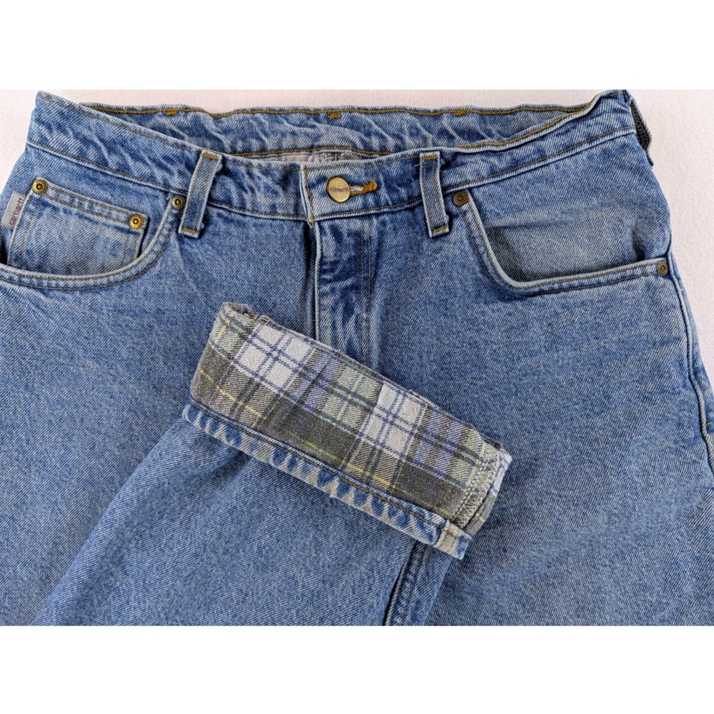 Vintage Carhartt Flannel Lined Jeans Mens 33x31 Light Wash Talon Zip Workwear